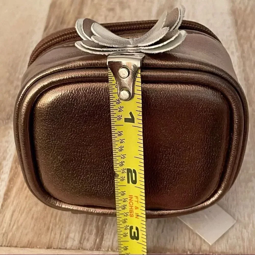 NWT Claire’s metallic brown little zipper jewelry train case with 3D Butterfly